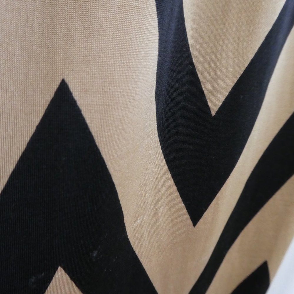 Francesca's Black Beige Chevron Maxi Dress Smocked Bodice Strapless Bird Cage - Picture 8 of 8